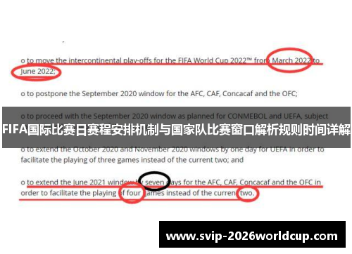 FIFA国际比赛日赛程安排机制与国家队比赛窗口解析规则时间详解